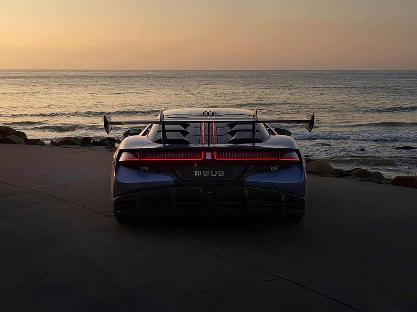 BYD U9 rear view electric supercar with LED tail lights
