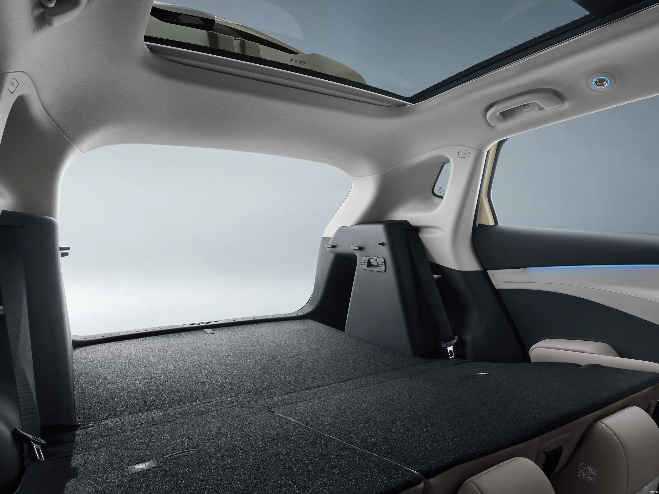 Interior view of the BYD Atto 3 Yuan Plus electric SUV featuring a modern, minimalist design with high-quality materials, large touchscreen, and eco-friendly finishes